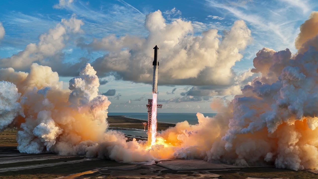 SpaceX官方发布的星舰第14次试飞发射画面。