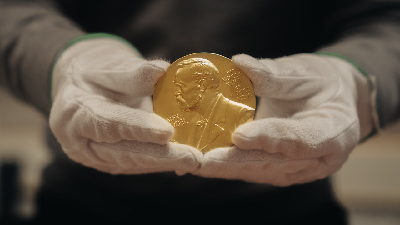 奖章资料图。Clément Morin摄/©Nobel Prize Outreach