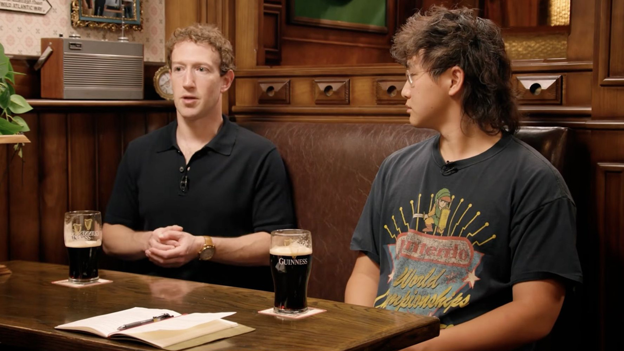 扎克伯格(左)与Alexandr Wang接受访谈;来源:Cheeky Pint。